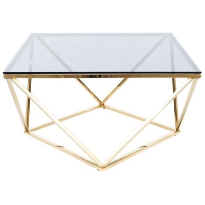 Стол журнальный SIGNAL SILVER A дымчатый/золотой, 80/80